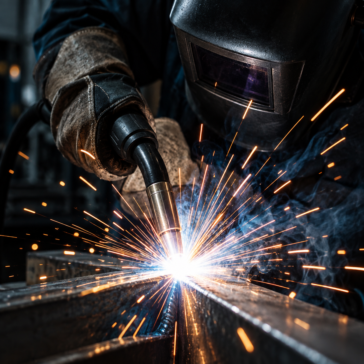 Metal welding with sparks