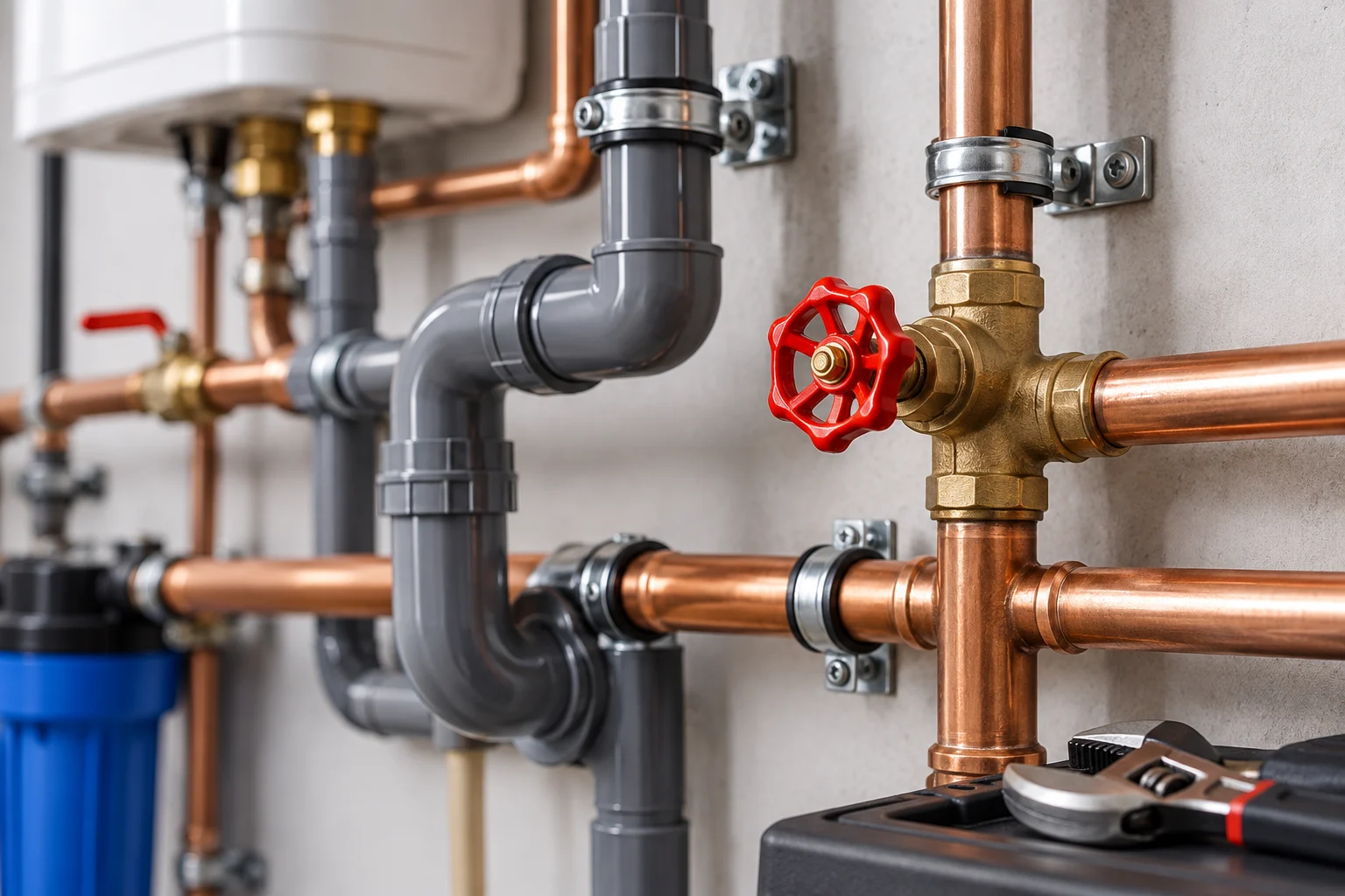 Plumbing pipes under a sink